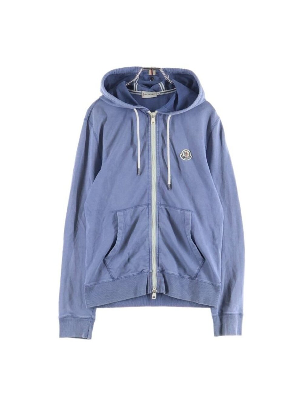 Moncler Maglia Cardigan Logo Patch Full Zip Up Hoodie Blue